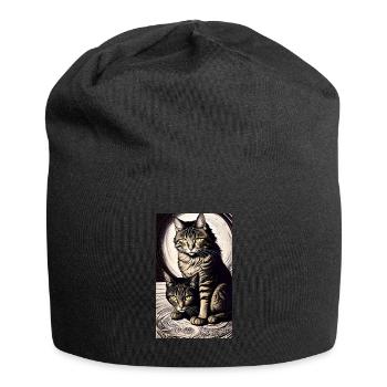 Katze | Haustier | Katzenfan | niedlich | Kätzchen - Jersey-Beanie - Schwarz - Vorne