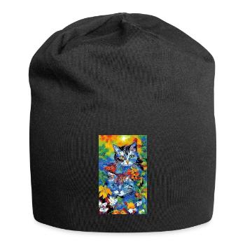 Katze | Haustier | Katzenfan | niedlich | Kätzchen - Jersey-Beanie - Schwarz - Vorne