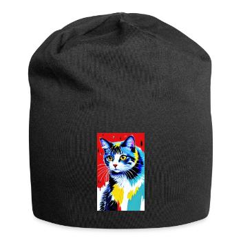 Katze | Haustier | Katzenfan | niedlich | Kätzchen - Jersey-Beanie - Schwarz - Vorne