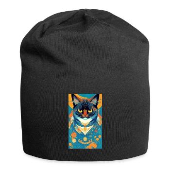 Katze | Haustier | Katzenfan | niedlich | Kätzchen - Jersey-Beanie - Schwarz - Vorne
