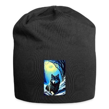 Loup | Prédateur | Chien | Mystique - Bonnet en jersey - noir - Devant