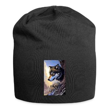 Loup | Prédateur | Chien | Mystique - Bonnet en jersey - noir - Devant