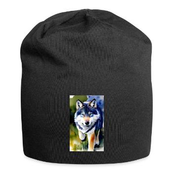 Loup | Prédateur | Chien | Mystique - Bonnet en jersey - noir - Devant