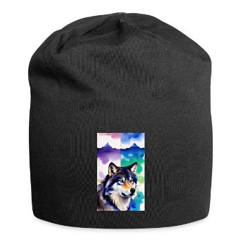 Loup | Prédateur | Chien | Mystique - Bonnet en jersey - noir - Devant