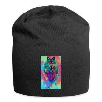 Wolf | Predator | Dog | Mystical - Jersey Beanie - black - Front