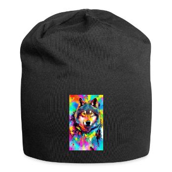 Wolf | Predator | Dog | Mystical - Jersey Beanie - black - Front