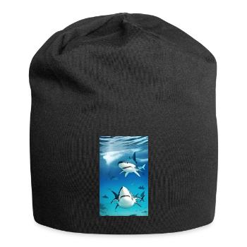Shark | Great White Shark | Sea creature | Fish - Jersey Beanie - black - Front