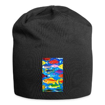 Fish | Pattern | Fish Patterns | Angler - Jersey Beanie - black - Front