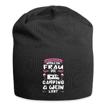 Campen Wein Campingplatz Geschenk - Jersey-Beanie - Schwarz - Vorne