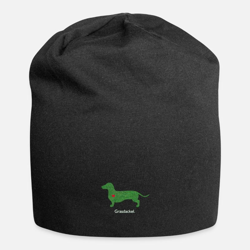 grass Dachshund - Jersey Beanie - black