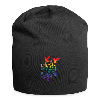 l’amour gagne, sourd, sourd, graffit, arc-en-ciel - Bonnet en jersey - noir - Devant