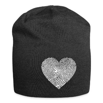 Heart white - Jersey Beanie - charcoal grey - Front