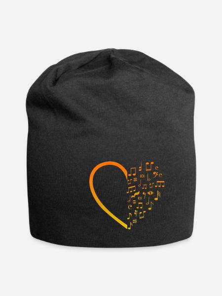 Heart Music Notes - Jersey-Beanie - Schwarz