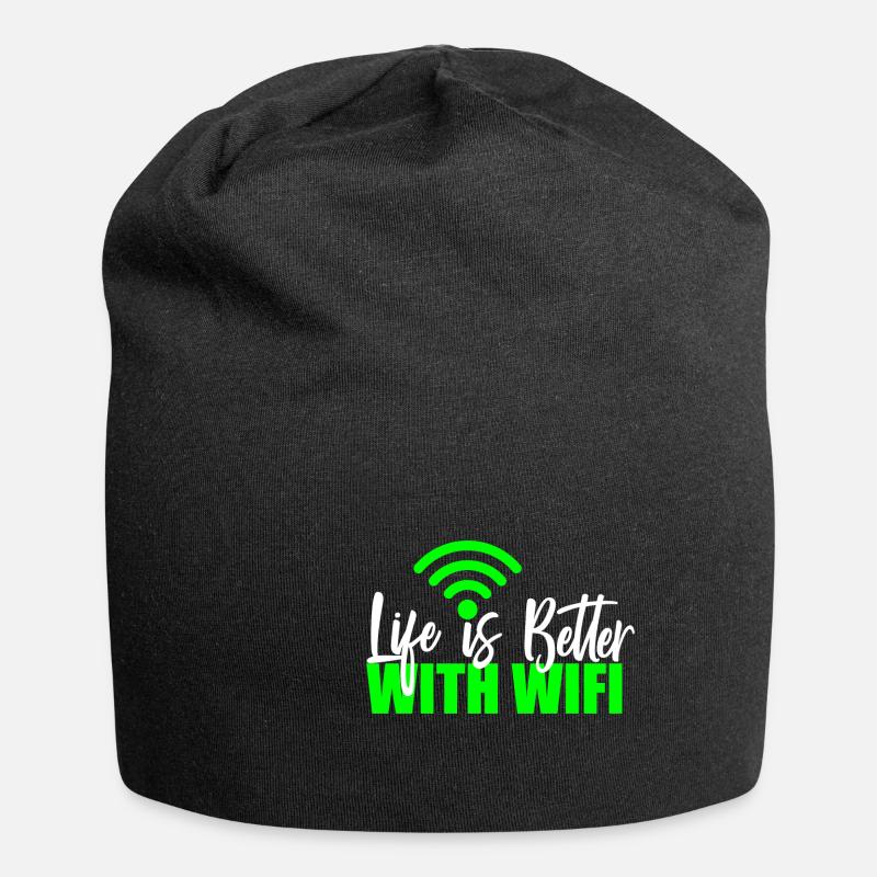 Wlan Wifi Informatiker Programmierer Geek Geschenk - Jersey-Beanie - Schwarz