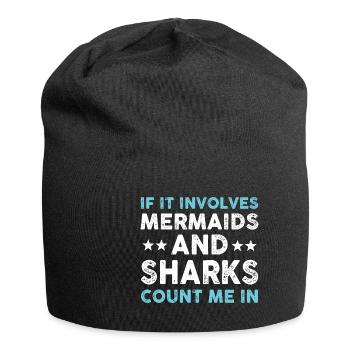 Funny Mermaids And Sharks - Jersey-Beanie - Schwarz - Vorne