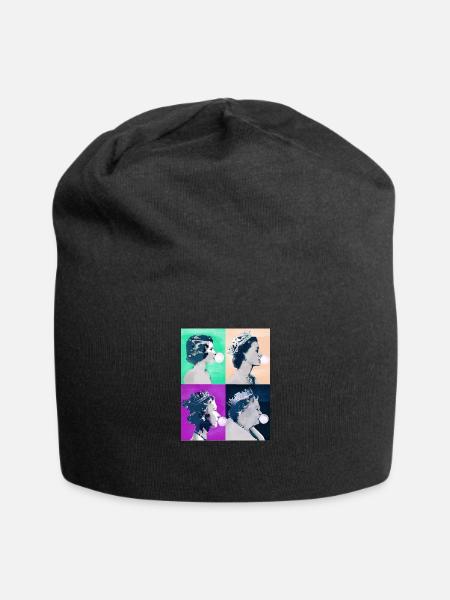 Queen II -Elizabeth England Queen,Kaugummi,pop-art - Jersey-Beanie - Schwarz