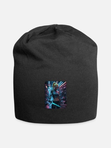 Cyberpunk Frauen Kriegerin - Jersey-Beanie - Schwarz