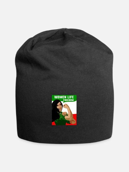women life freedom,iran,free women, free iran,frau - Jersey-Beanie - Schwarz