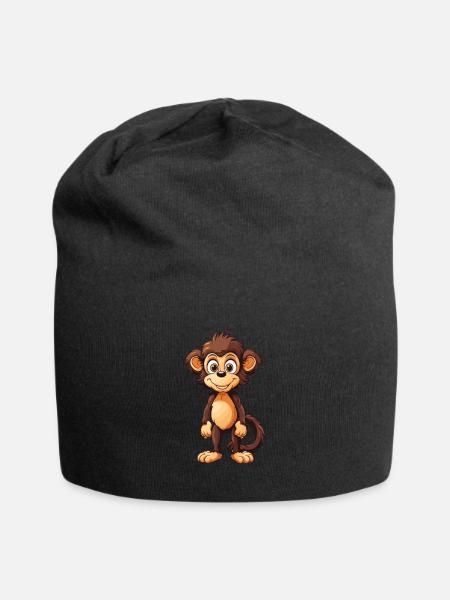 Affe Tier - Jersey-Beanie - Schwarz