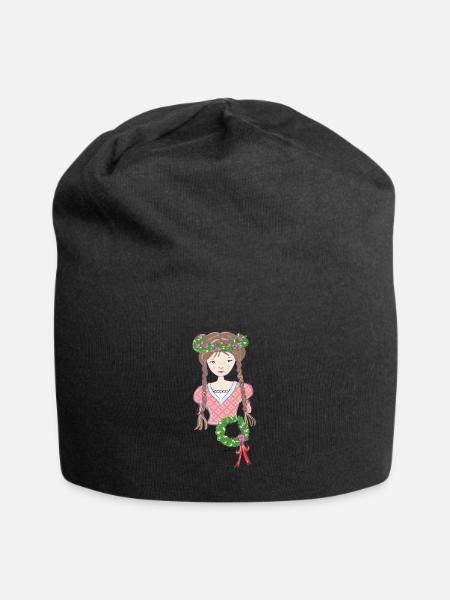 Mittelalter Blumenmädchen braun - Jersey-Beanie - Schwarz