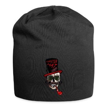 tete de mort hipster hat moustache crane citation - Bonnet en jersey - noir - Devant