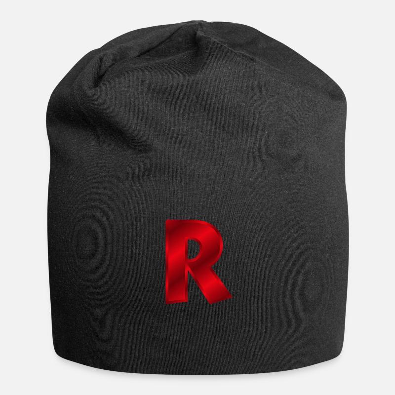 Rotes R - Jersey-Beanie - Schwarz