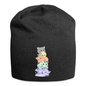 Regenbogen Katzen Haufen - Jersey-Beanie - Schwarz - Vorne
