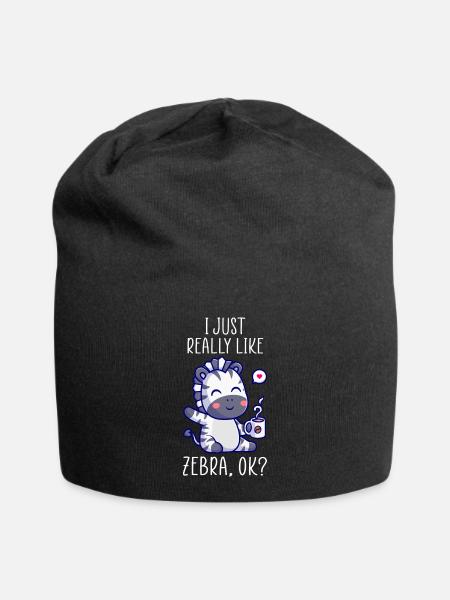 J’aime vraiment Zebra ok? Conception Zebra - Bonnet en jersey - noir