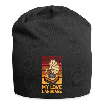 Musik ist meine Liebessprache ( Grammophon ) - Jersey-Beanie - Schwarz - Vorne