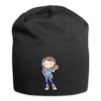 Wandermädchen M. mit Kompass - Jersey-Beanie - Schwarz - Vorne