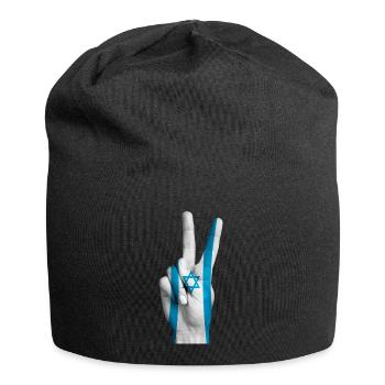 Israeli flag signs victory - Jersey Beanie - black - Front