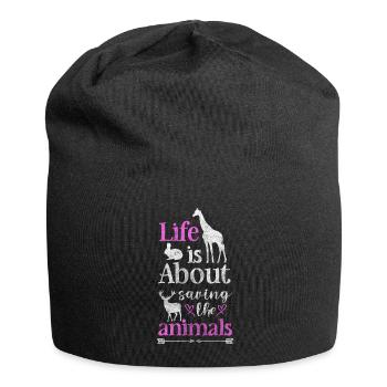 Tierschützer Vegetarier Tierliebe Tierheim - Jersey-Beanie - Schwarz - Vorne