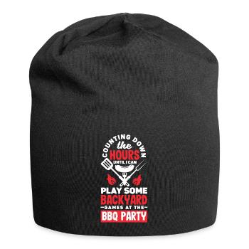 Je peux jouer à des jeux dans la cour arrière à la fête barbecue - Bonnet en jersey - noir - Devant