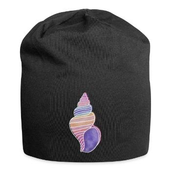 "Snail Shell", Boho Line Art Design, "Shells" - Jersey Beanie - black - Front