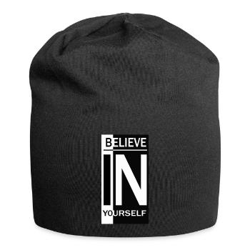 Glaube an dich - Jersey-Beanie - Schwarz - Vorne