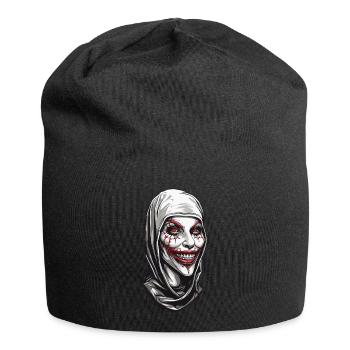 Creepy nun horror and disgust on Halloween - Jersey Beanie - black - Front