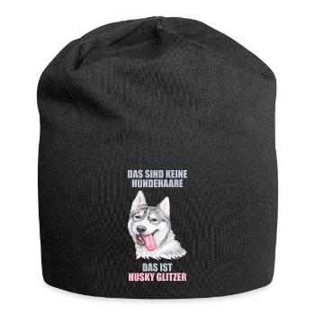 Husky Glitzer Hundehalter Hundehaare - Jersey-Beanie - Schwarz - Vorne