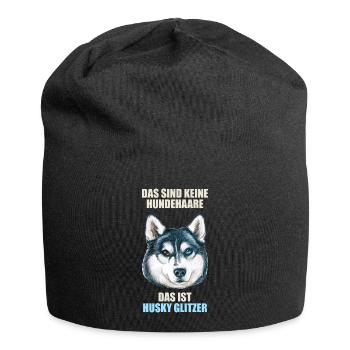 Husky Glitzer Hundehalter Hundehaare - Jersey-Beanie - Schwarz - Vorne