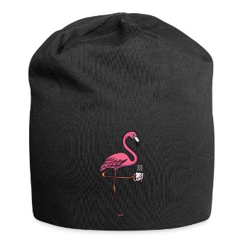 Flamingo Vogel Kaffeeliebhaber - Jersey-Beanie - Schwarz - Vorne