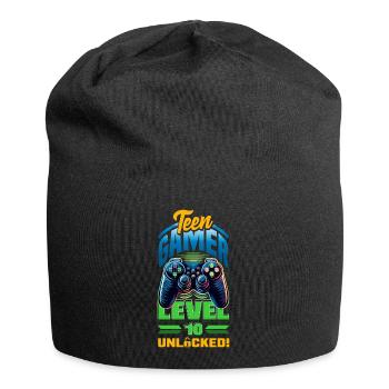 Funny Gamer 10th Birthday Boy Teen Gamer Level 10 - Jersey Beanie - black - Front