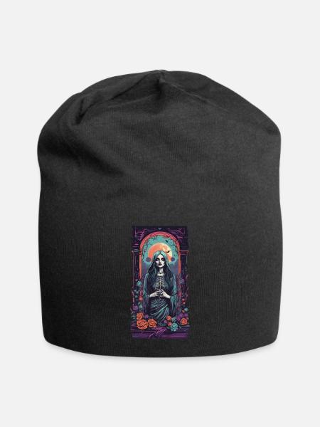 Vintage Goth Girl Viktorianische Okkult Ästhetik - Jersey-Beanie - Schwarz