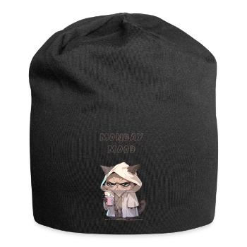 Monday mood cat - Jersey-Beanie - Schwarz - Vorne
