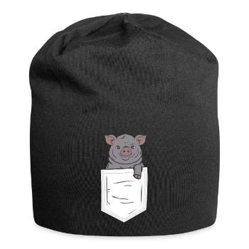 Pig in Pocket Chest Pocket - Jersey Beanie - black - Front