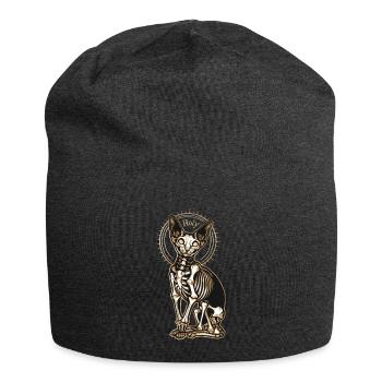 Cat Sphinx Skeleton Tattoo - Jersey Beanie - charcoal grey - Front