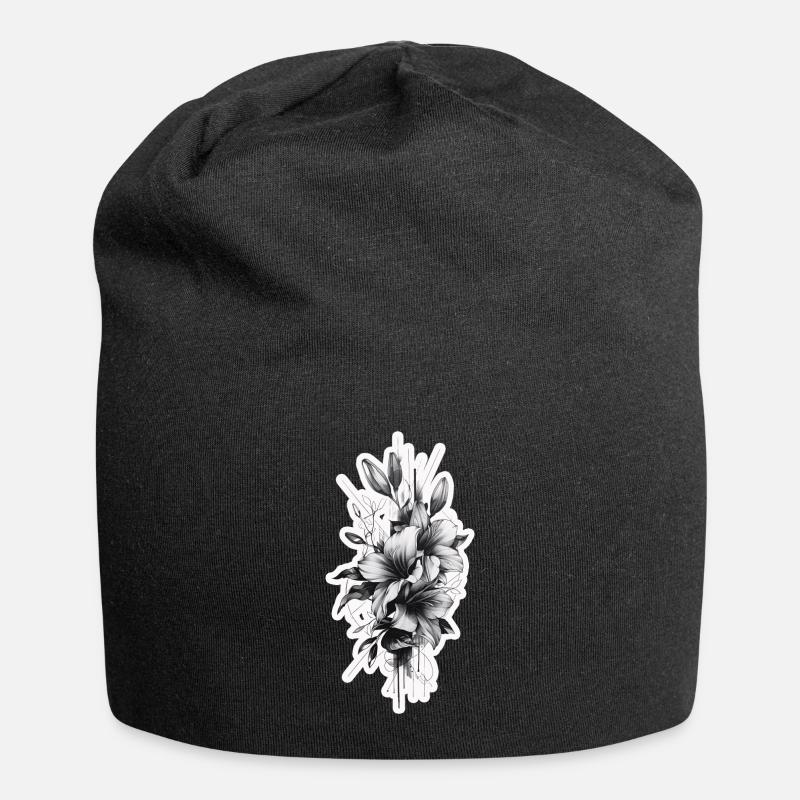 Belle composition florale de forme tribale - Bonnet en jersey - noir