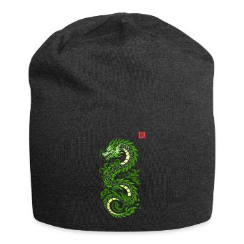 Dragon japon vert, style estampe japonaise kanji - Bonnet en jersey - charbon - Devant