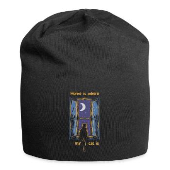 Home is where my cat is - Jersey Beanie - black - Front