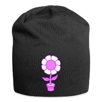 Petit Joli Pot de Fleur Rose Heureux - Bonnet en jersey - noir - Devant