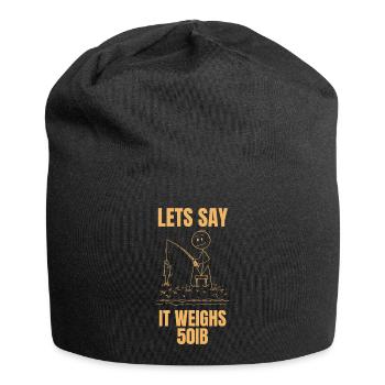 50 Pfund schwerer Fisch? - Stickman und die Geschichte des Fischers - Jersey-Beanie - Schwarz - Vorne