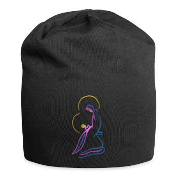 Jungfrau Maria und Jesuskind, dunkles Design - Jersey-Beanie - Schwarz - Vorne